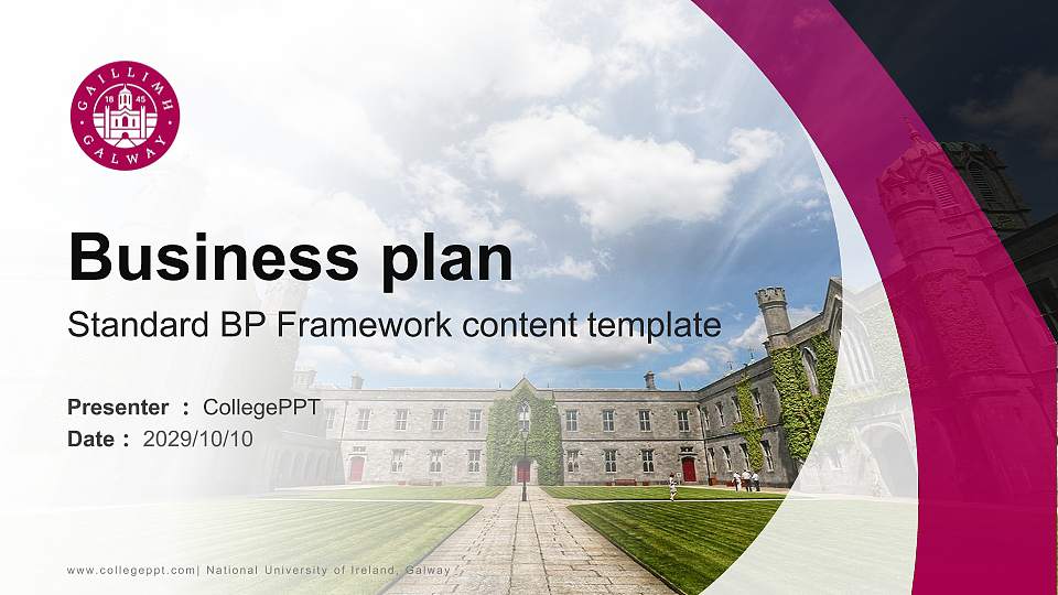 National University of Ireland, Galway Competition/Entrepreneurship Contest PPT Template16:9 ratio PPT effect preview image