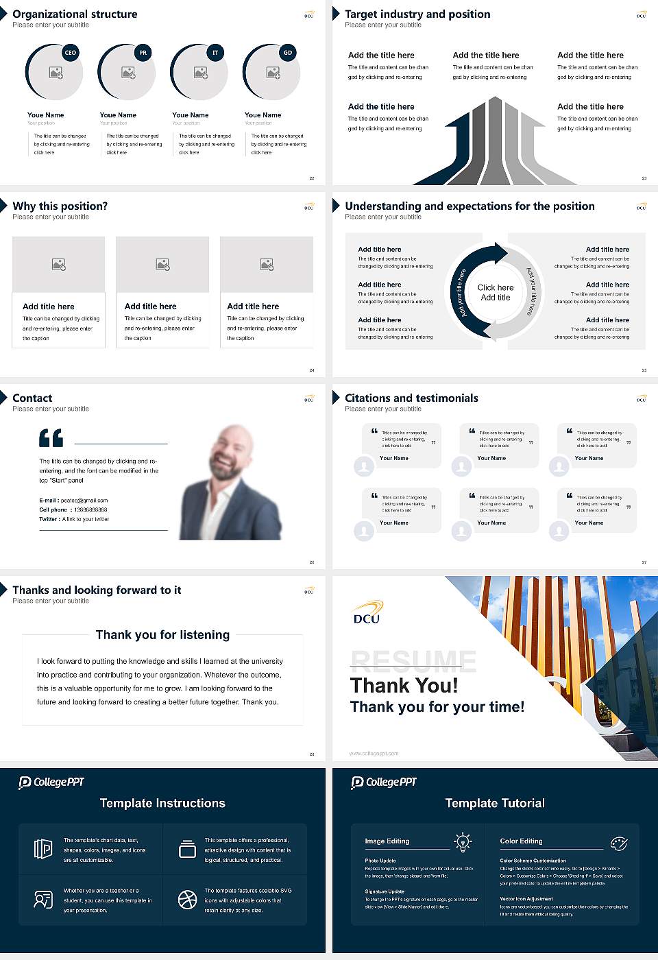 Dublin City University Resume PPT Template16:9 ratio PPT effect preview image4