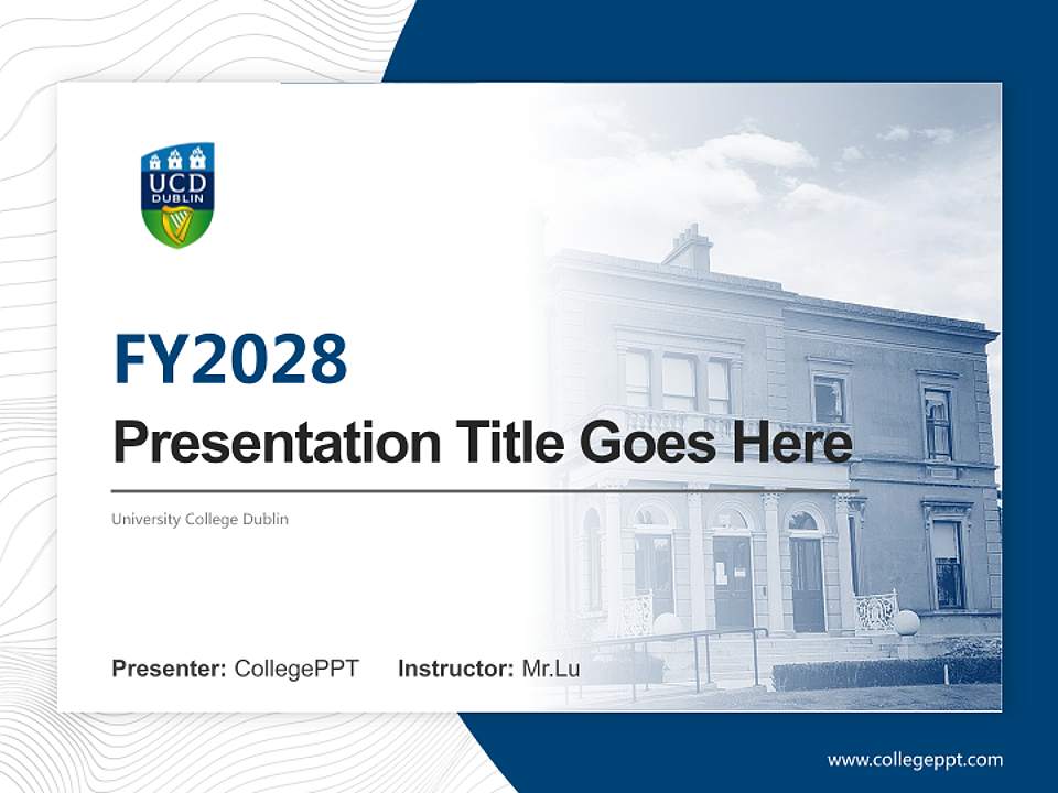University College Dublin Academic Presentation/Research Findings Report PPT Template4:3 ratio PPT effect preview image5
