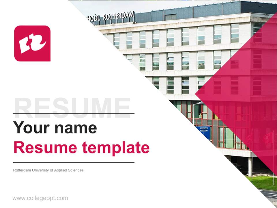 Rotterdam University of Applied Sciences Resume PPT Template4:3 ratio PPT effect preview image5