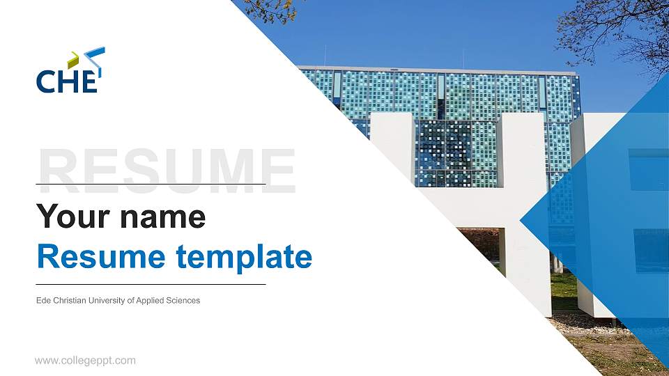 Ede Christian University of Applied Sciences Resume PPT Template16:9 ratio PPT effect preview image