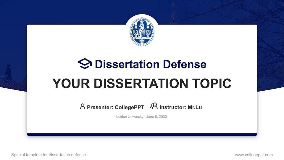 Leiden University Graduation Thesis Defense PPT Template16:9 ratio PPT effect preview image