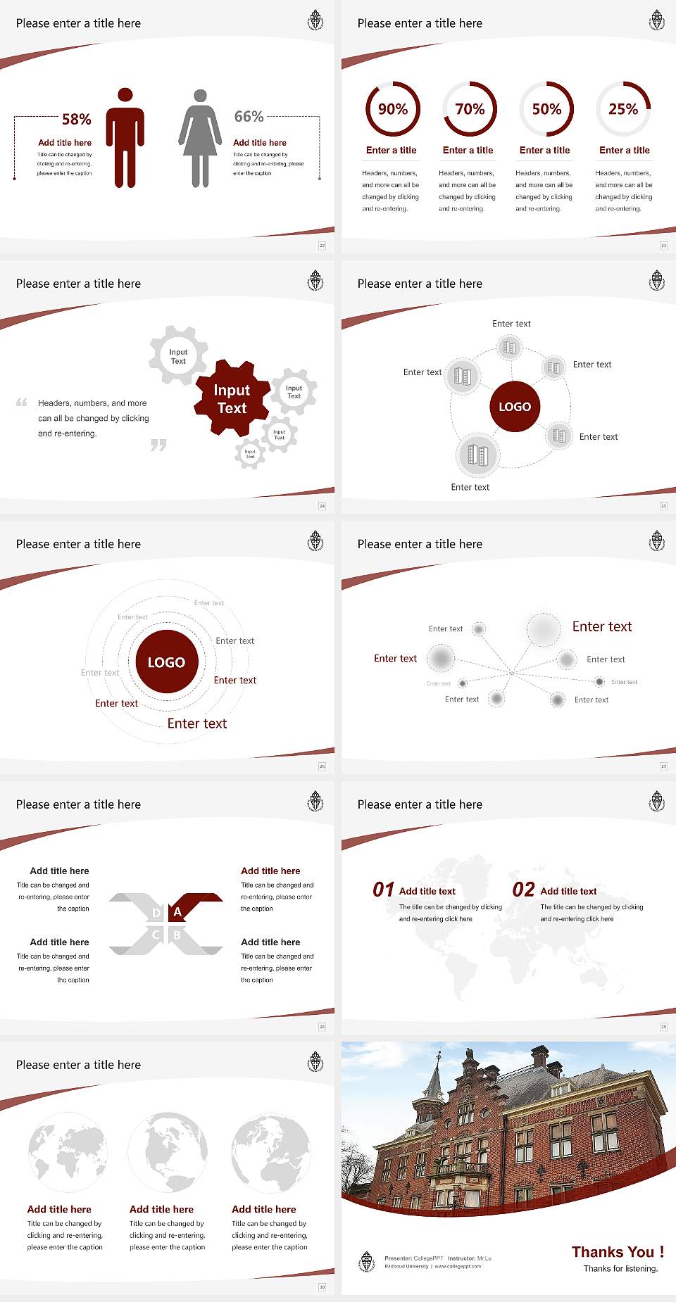 Radboud University Course/Courseware Creation PPT Template4:3 ratio PPT effect preview image4