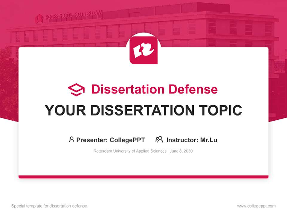 Rotterdam University of Applied Sciences Graduation Thesis Defense PPT Template4:3 ratio PPT effect preview image7