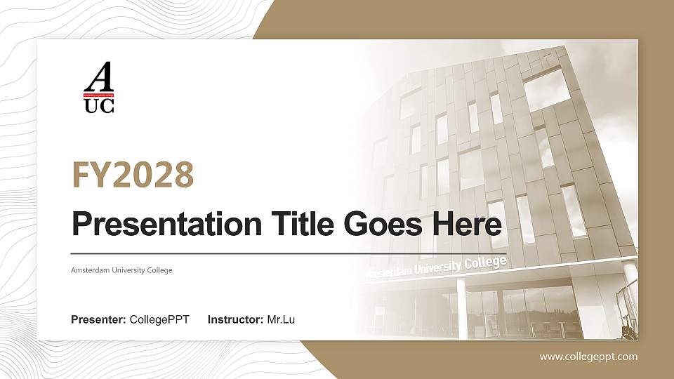 Amsterdam University College Academic Presentation/Research Findings Report PPT Template16:9 ratio PPT effect preview image