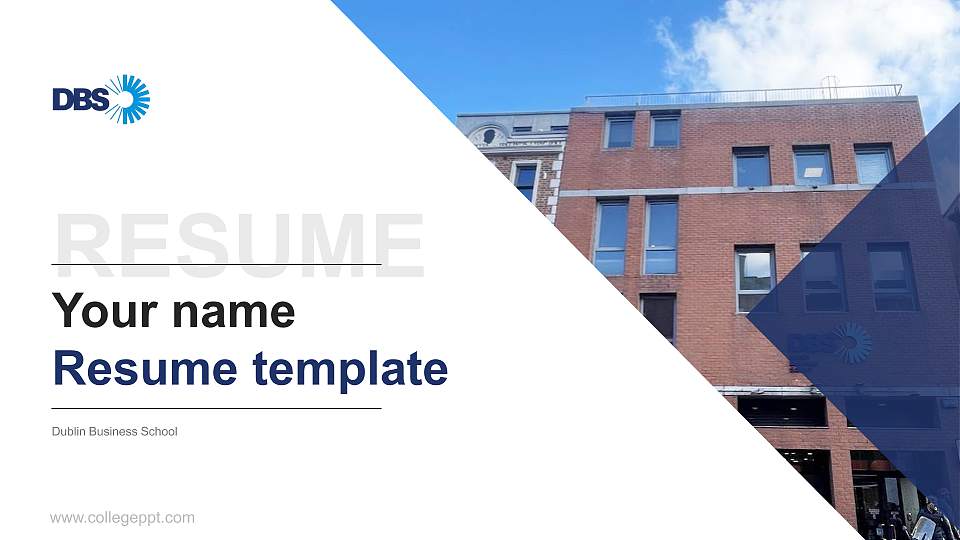 Dublin Business School Resume PPT Template16:9 ratio PPT effect preview image