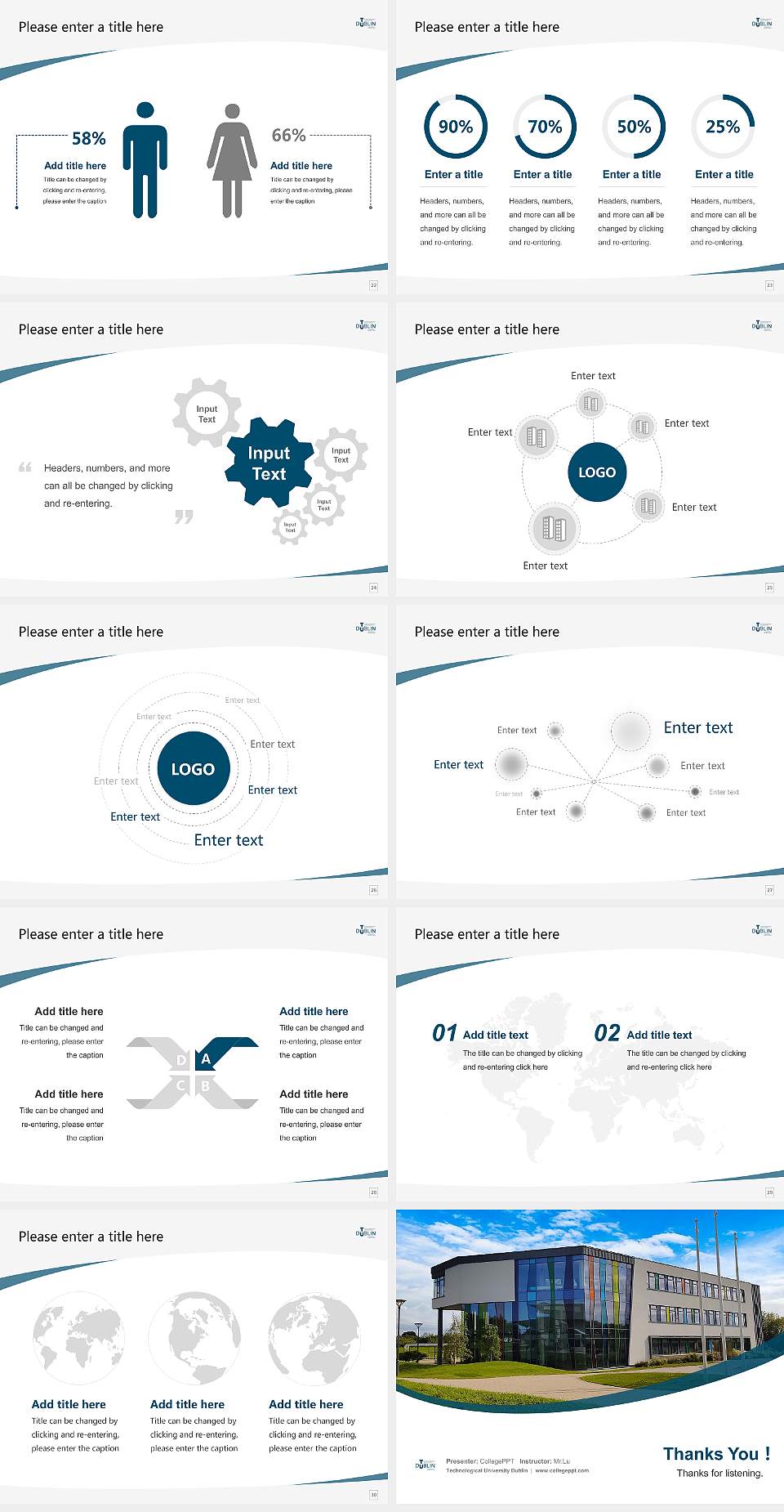 Technological University Dublin Course/Courseware Creation PPT Template4:3 ratio PPT effect preview image4