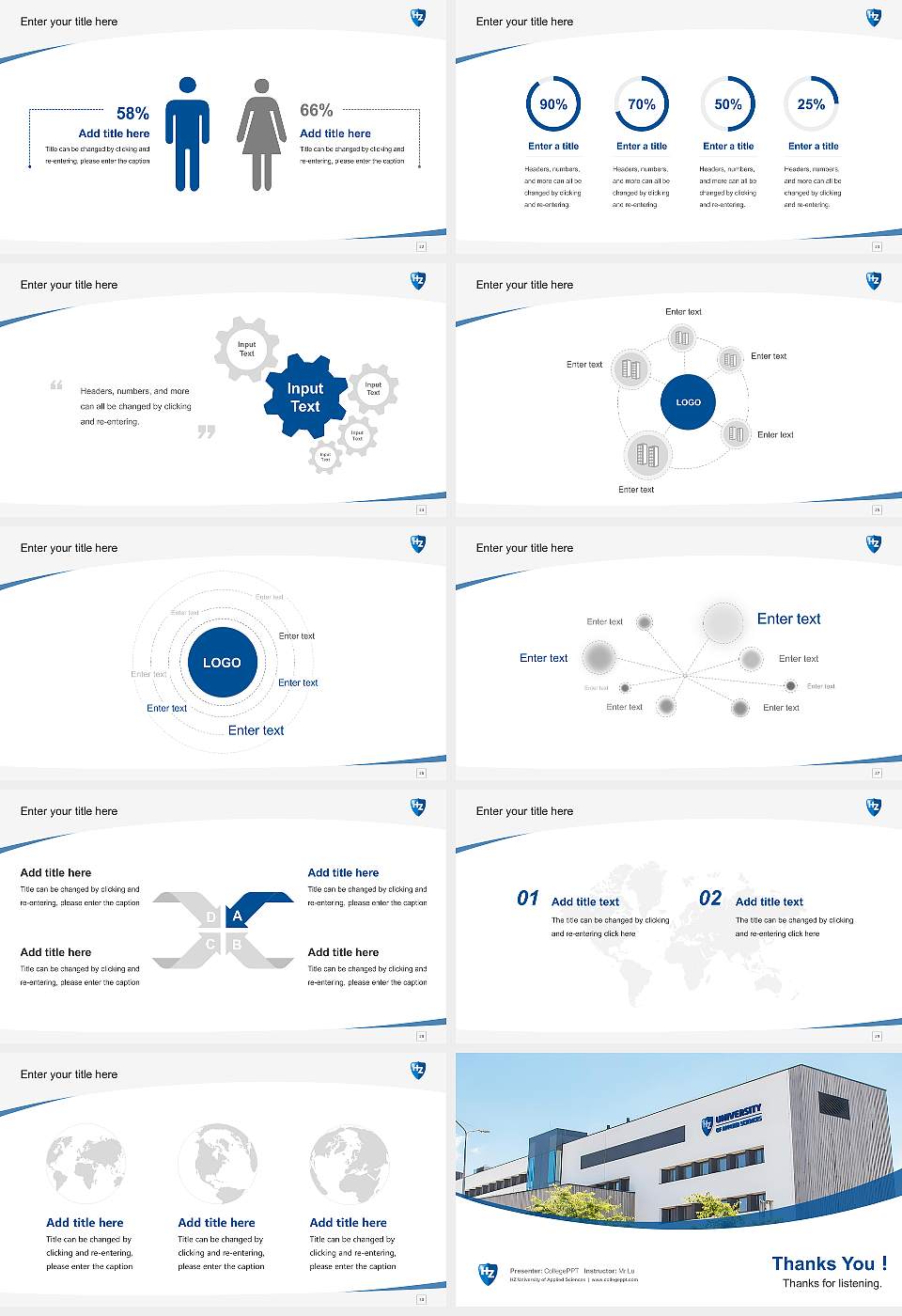 HZ University of Applied Sciences Course/Courseware Creation PPT Template16:9 ratio PPT effect preview image4