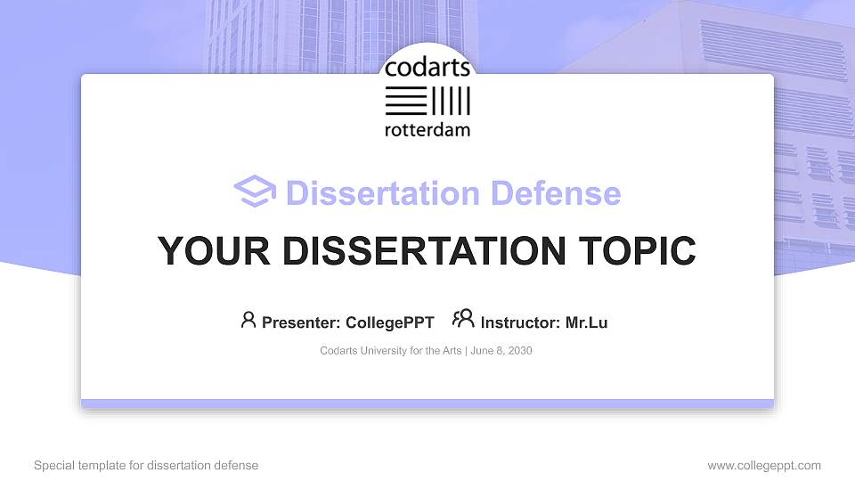 Codarts University for the Arts Graduation Thesis Defense PPT Template16:9 ratio PPT effect preview image