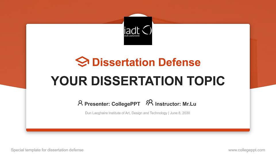 Dun Laoghaire Institute of Art, Design and Technology Graduation Thesis Defense PPT Template16:9 ratio PPT effect preview image