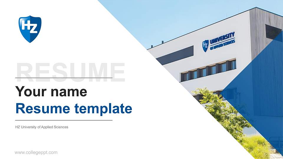HZ University of Applied Sciences Resume PPT Template16:9 ratio PPT effect preview image