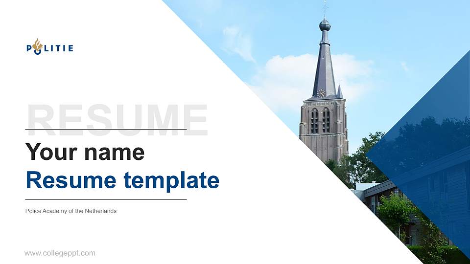 Police Academy of the Netherlands Resume PPT Template16:9 ratio PPT effect preview image
