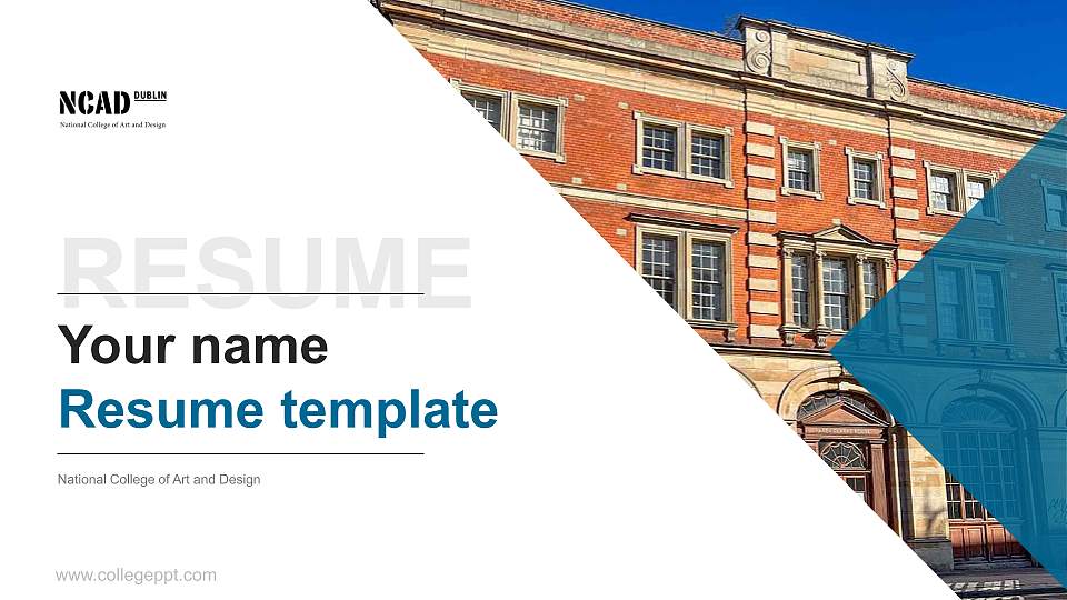 National College of Art and Design Resume PPT Template16:9 ratio PPT effect preview image