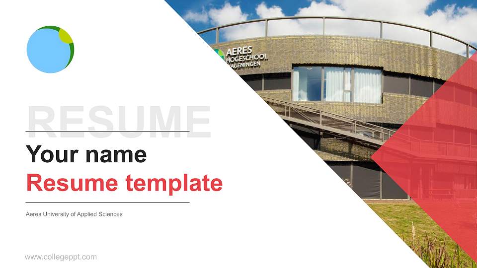 Aeres University of Applied Sciences Resume PPT Template16:9 ratio PPT effect preview image