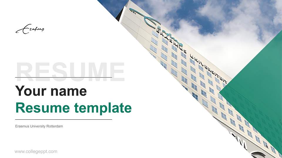 Erasmus University Rotterdam Resume PPT Template16:9 ratio PPT effect preview image