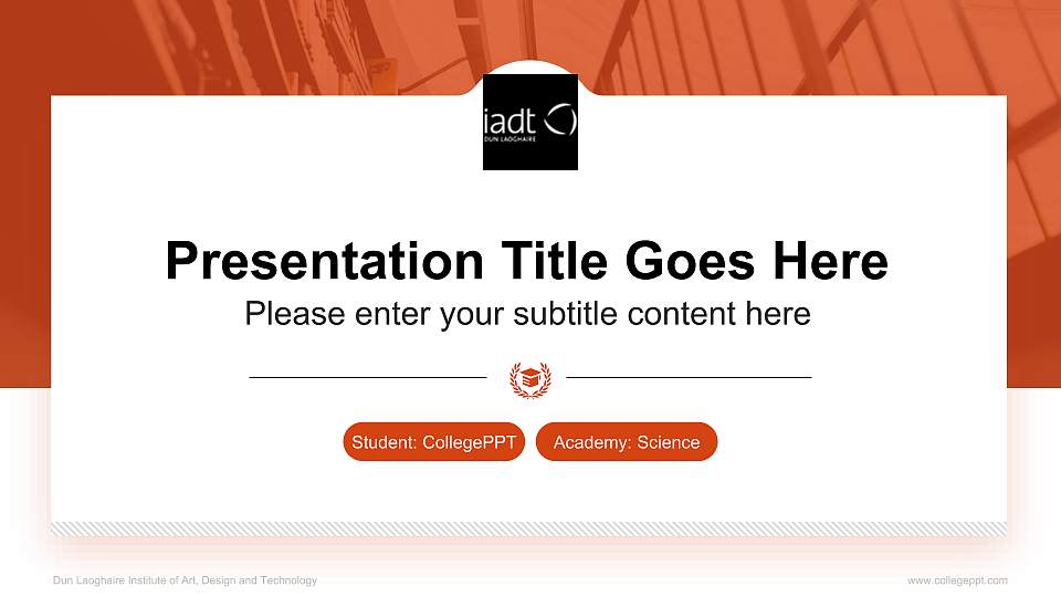 Dun Laoghaire Institute of Art, Design and Technology National Scholarship Defense PPT Template16:9 ratio PPT effect preview image