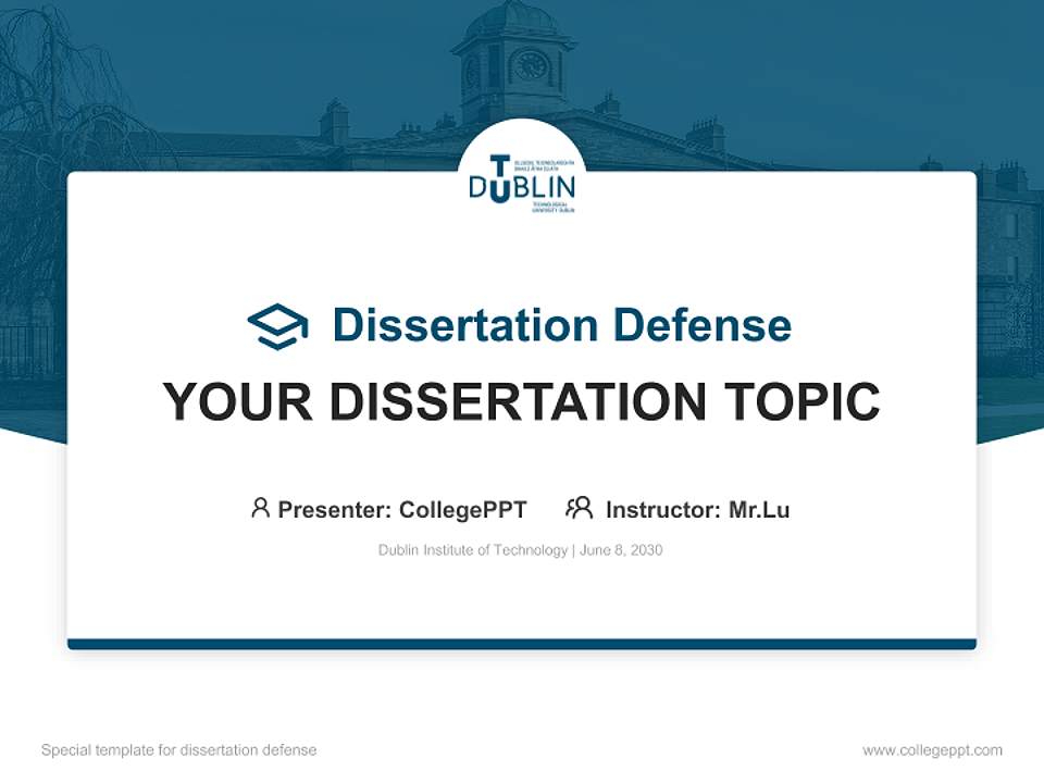 Dublin Institute of Technology Graduation Thesis Defense PPT Template4:3 ratio PPT effect preview image7