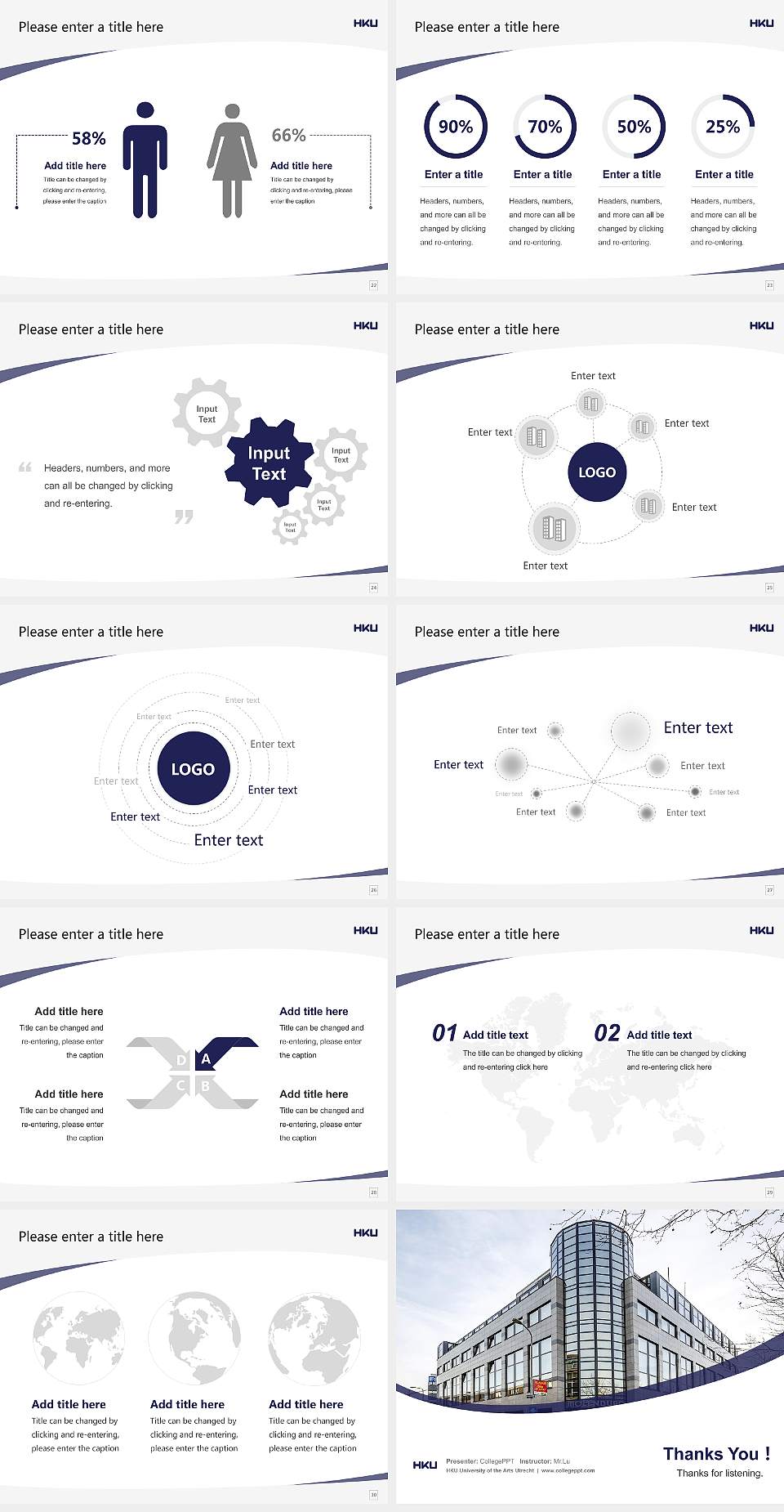 HKU University of the Arts Utrecht Course/Courseware Creation PPT Template4:3 ratio PPT effect preview image4