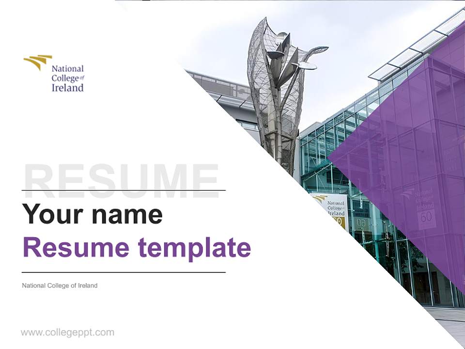 National College of Ireland Resume PPT Template4:3 ratio PPT effect preview image5