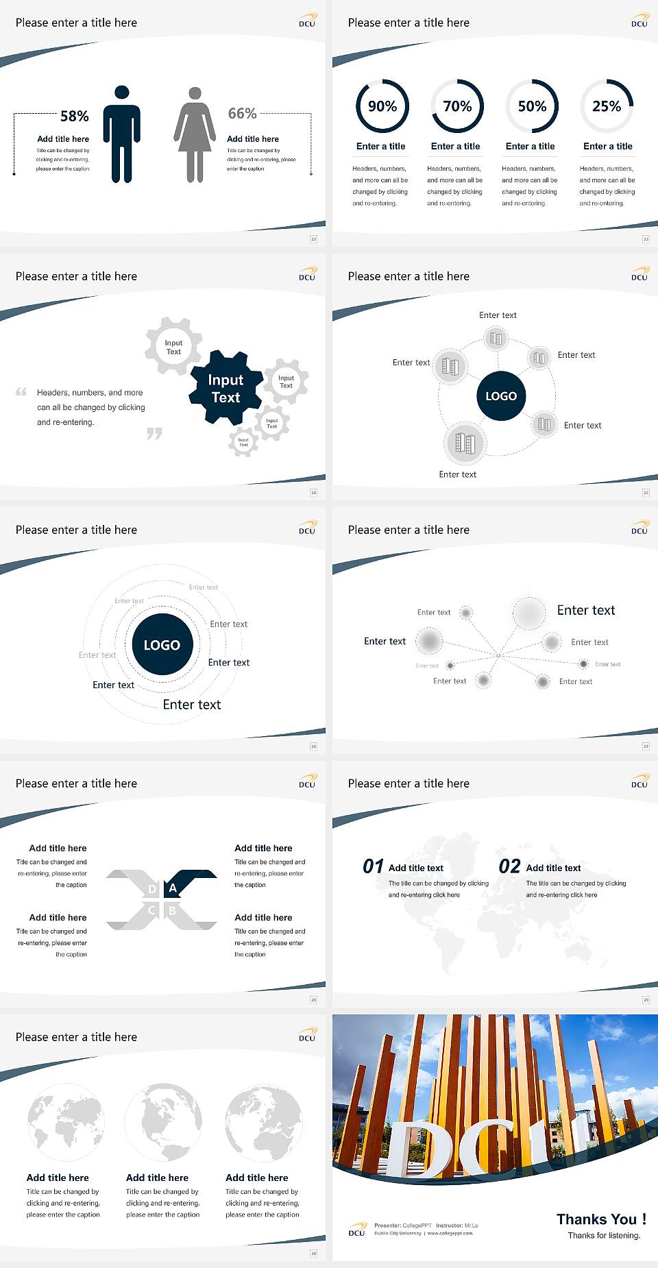 Dublin City University Course/Courseware Creation PPT Template4:3 ratio PPT effect preview image4