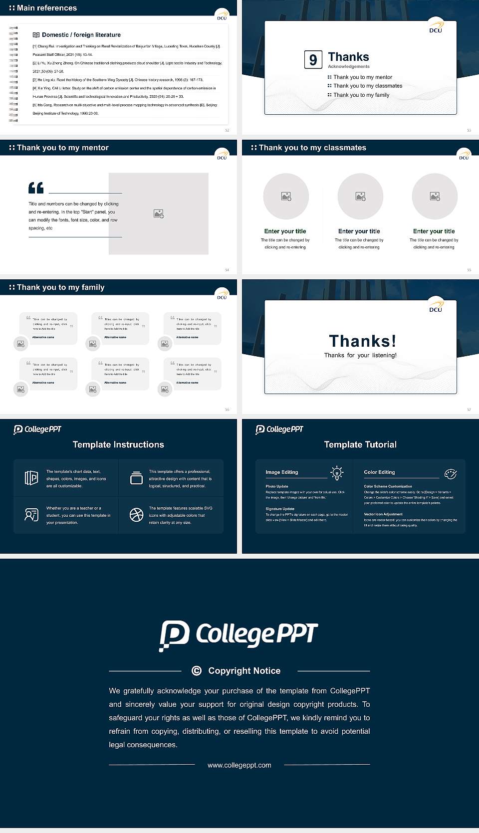 Dublin City University Graduation Thesis Defense PPT Template16:9 ratio PPT effect preview image7
