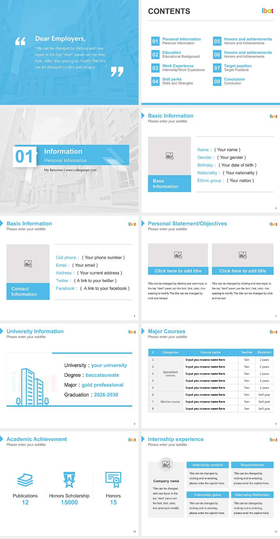 IBAT College Dublin Resume PPT Template4:3 ratio PPT effect preview image2