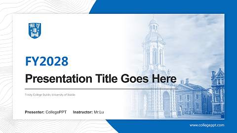 Trinity College Dublin, University of Dublin Academic Presentation/Research Findings Report PPT Template