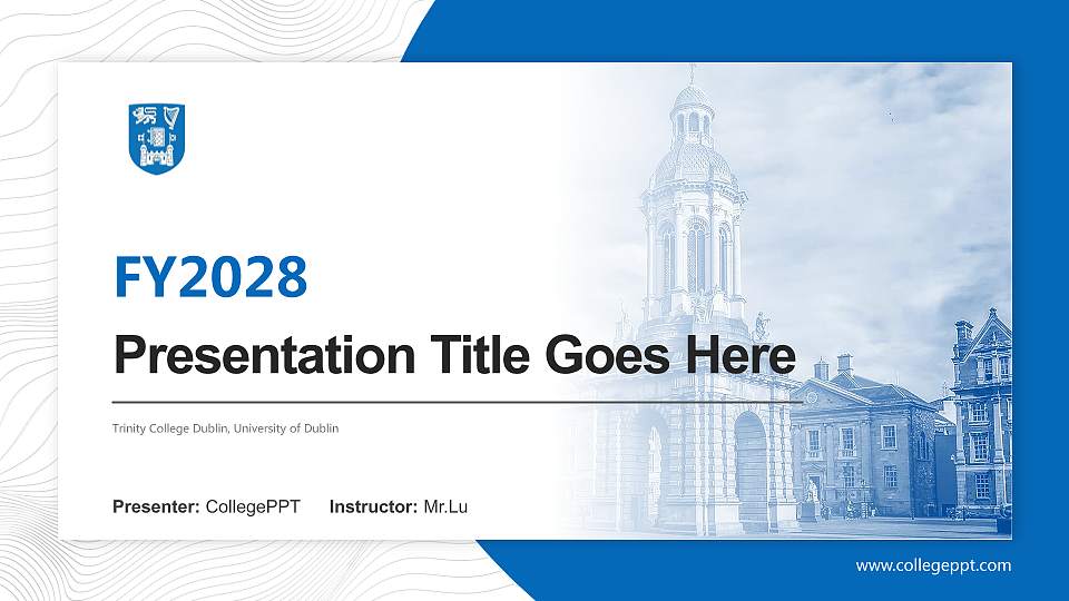 Trinity College Dublin, University of Dublin Academic Presentation/Research Findings Report PPT Template16:9 ratio PPT effect preview image1