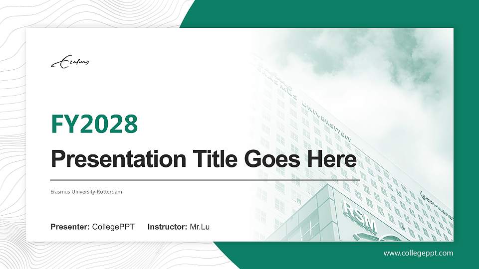 Erasmus University Rotterdam Academic Presentation/Research Findings Report PPT Template16:9 ratio PPT effect preview image