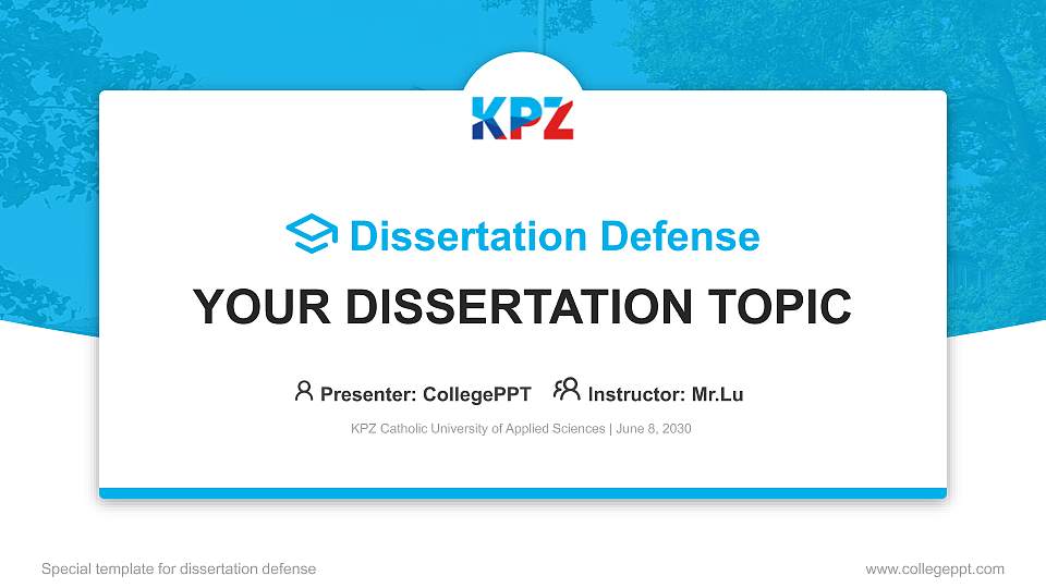 KPZ Catholic University of Applied Sciences Graduation Thesis Defense PPT Template16:9 ratio PPT effect preview image1