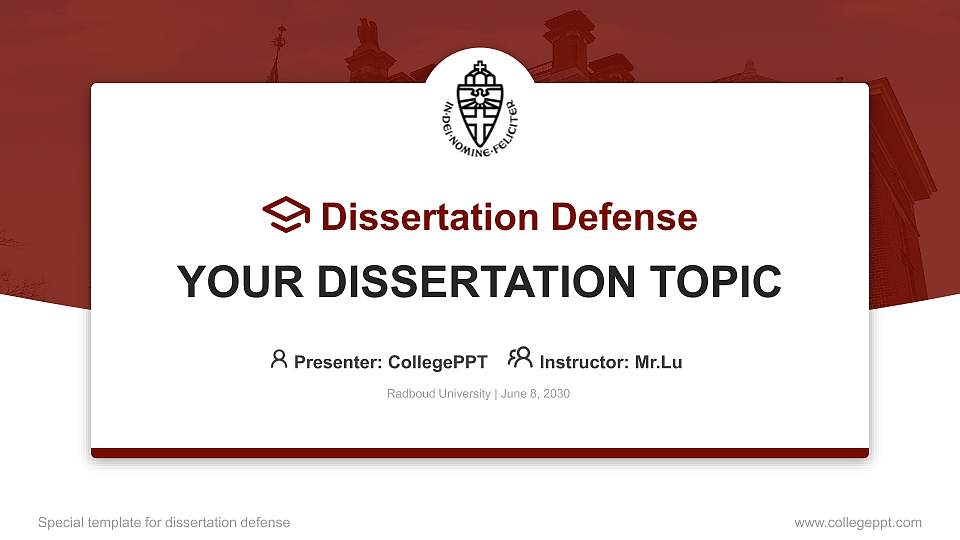 Radboud University Graduation Thesis Defense PPT Template16:9 ratio PPT effect preview image
