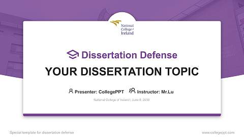 National College of Ireland Graduation Thesis Defense PPT Template