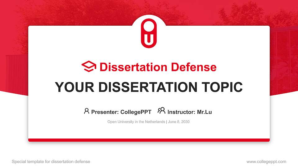 Open University in the Netherlands Graduation Thesis Defense PPT Template16:9 ratio PPT effect preview image
