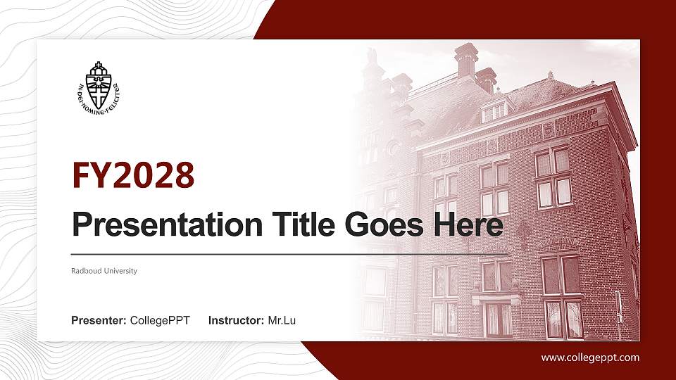 Radboud University Academic Presentation/Research Findings Report PPT Template16:9 ratio PPT effect preview image