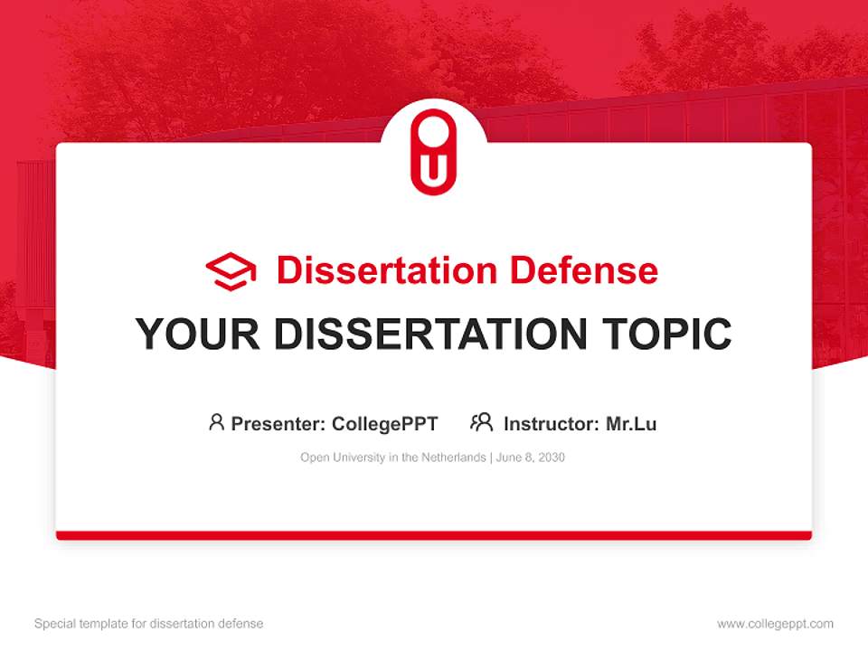 Open University in the Netherlands Graduation Thesis Defense PPT Template4:3 ratio PPT effect preview image7