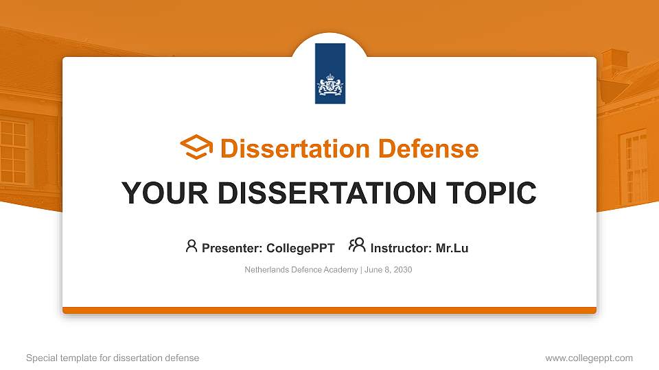 Netherlands Defence Academy Graduation Thesis Defense PPT Template16:9 ratio PPT effect preview image