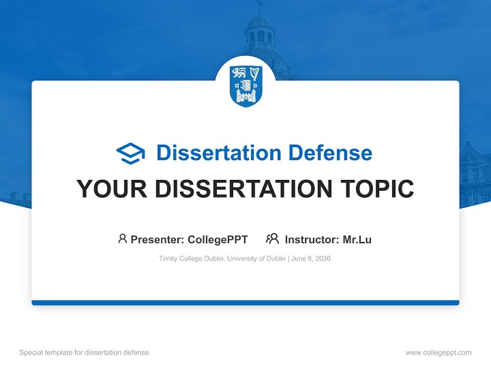Trinity College Dublin, University of Dublin Graduation Thesis Defense PPT Template4:3 ratio PPT effect preview image7