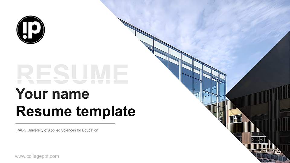 IPABO University of Applied Sciences for Education Resume PPT Template16:9 ratio PPT effect preview image