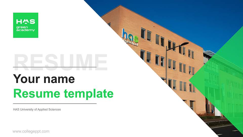 HAS University of Applied Sciences Resume PPT Template16:9 ratio PPT effect preview image