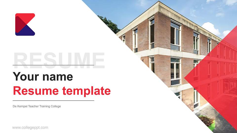 De Kempel Teacher Training College Resume PPT Template16:9 ratio PPT effect preview image