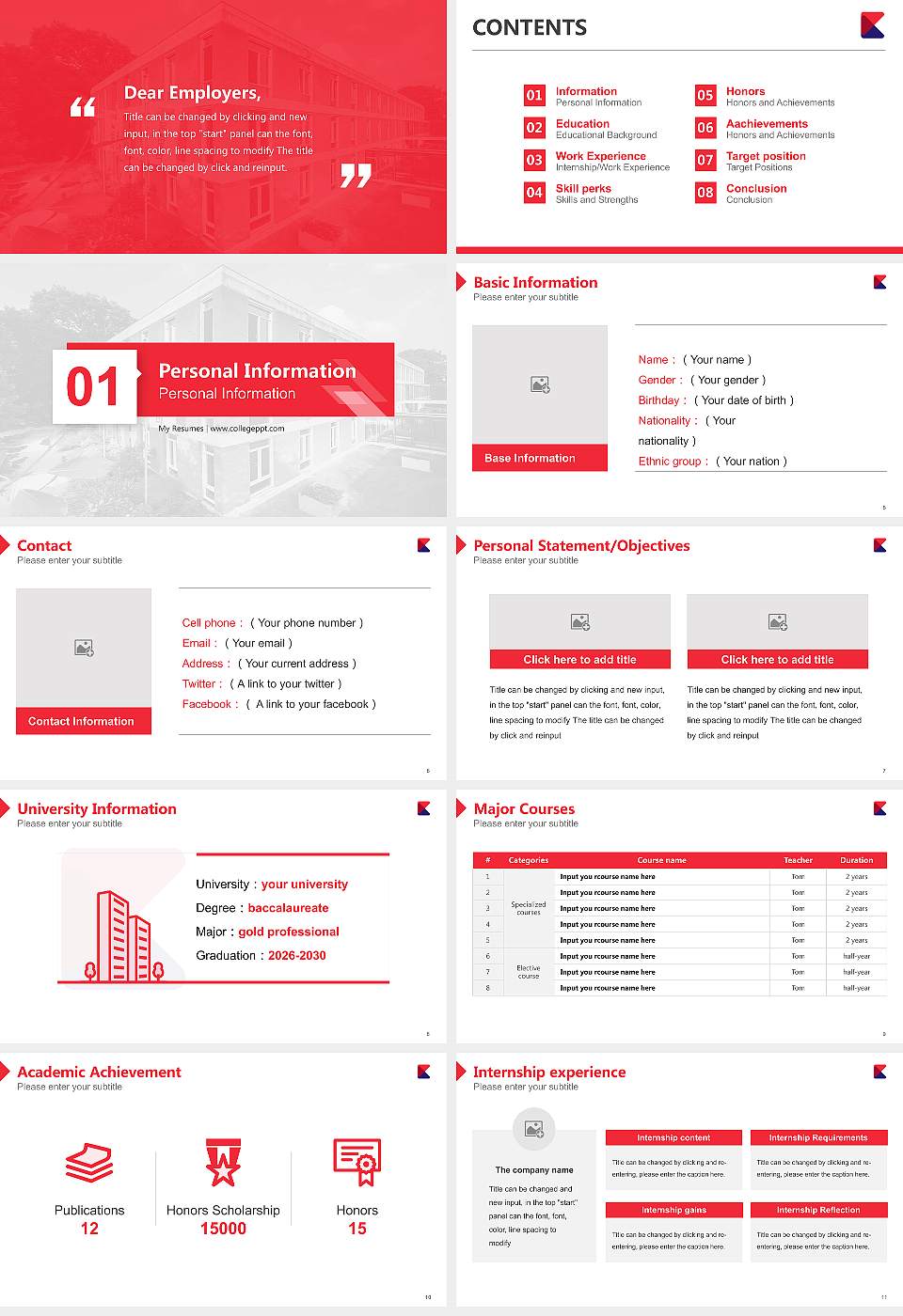 De Kempel Teacher Training College Resume PPT Template16:9 ratio PPT effect preview image2