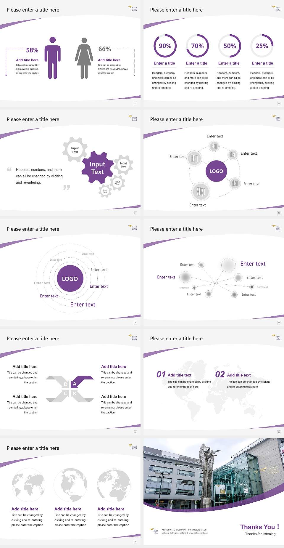 National College of Ireland Course/Courseware Creation PPT Template4:3 ratio PPT effect preview image4