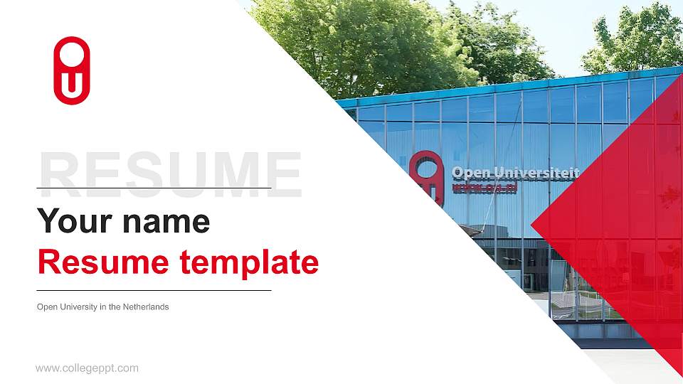 Open University in the Netherlands Resume PPT Template16:9 ratio PPT effect preview image