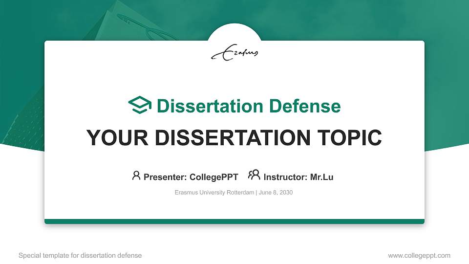 Erasmus University Rotterdam Graduation Thesis Defense PPT Template16:9 ratio PPT effect preview image