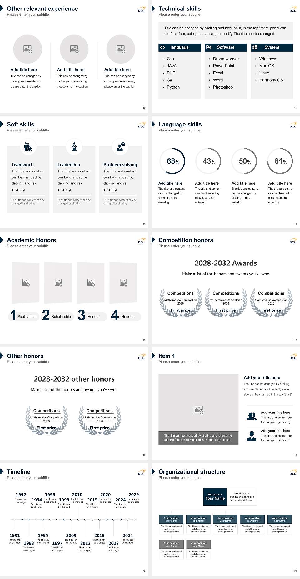 Dublin City University Resume PPT Template4:3 ratio PPT effect preview image3