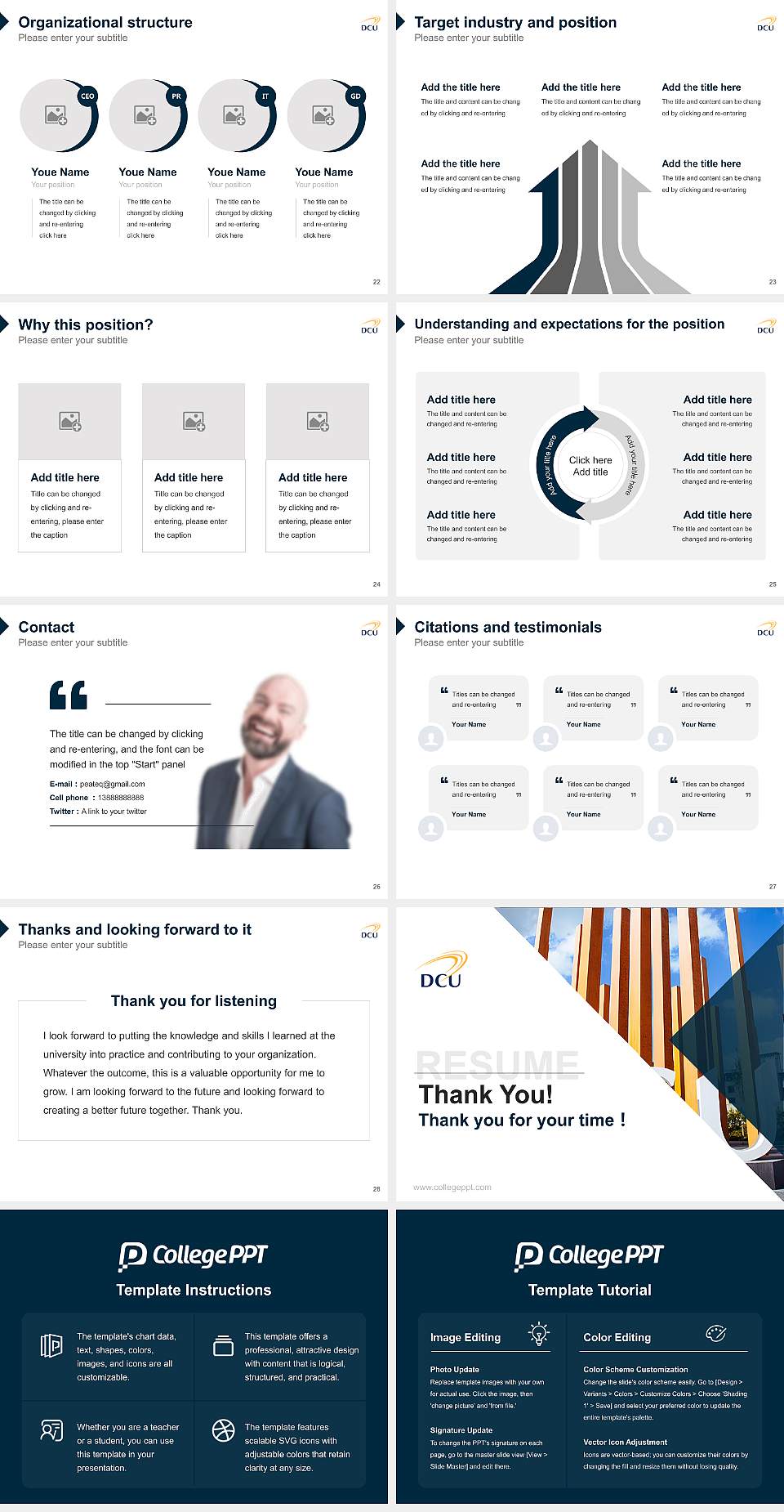 Dublin City University Resume PPT Template4:3 ratio PPT effect preview image4