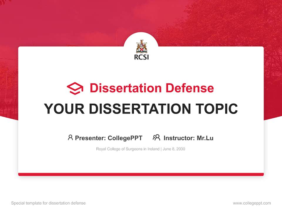 Royal College of Surgeons in Ireland Graduation Thesis Defense PPT Template4:3 ratio PPT effect preview image7