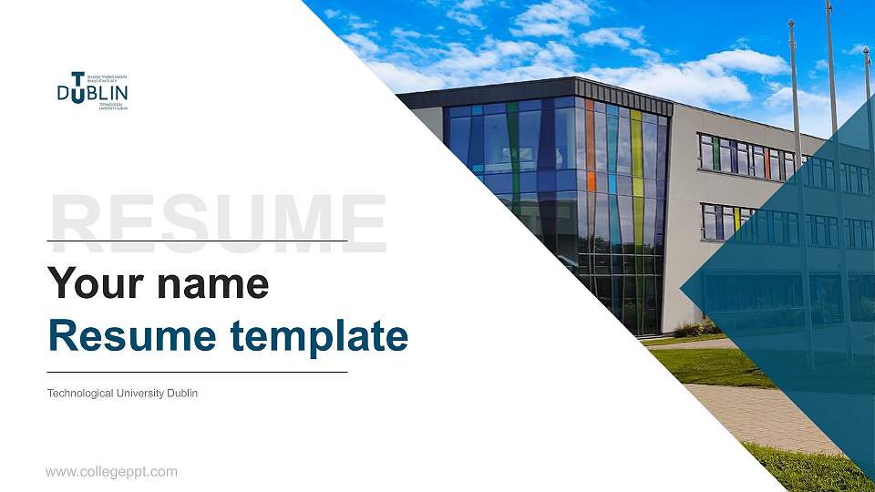 Technological University Dublin Resume PPT Template16:9 ratio PPT effect preview image