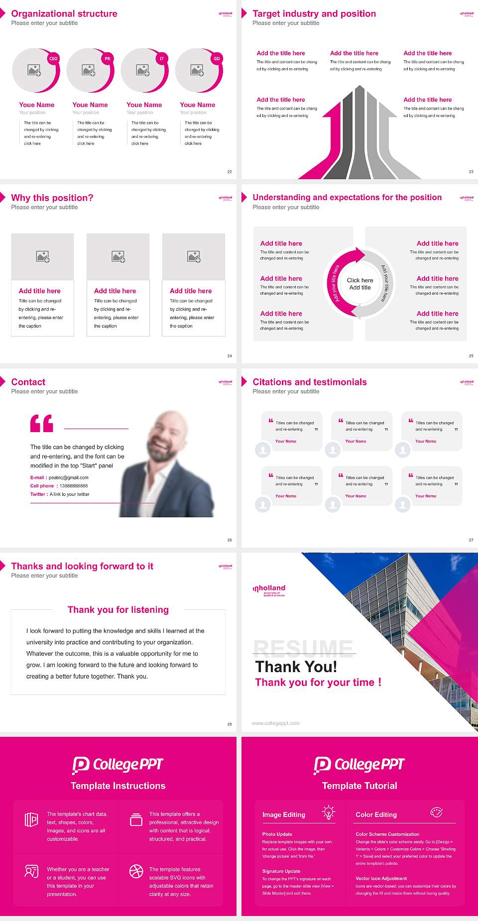 Inholland University of Applied Sciences Resume PPT Template4:3 ratio PPT effect preview image4