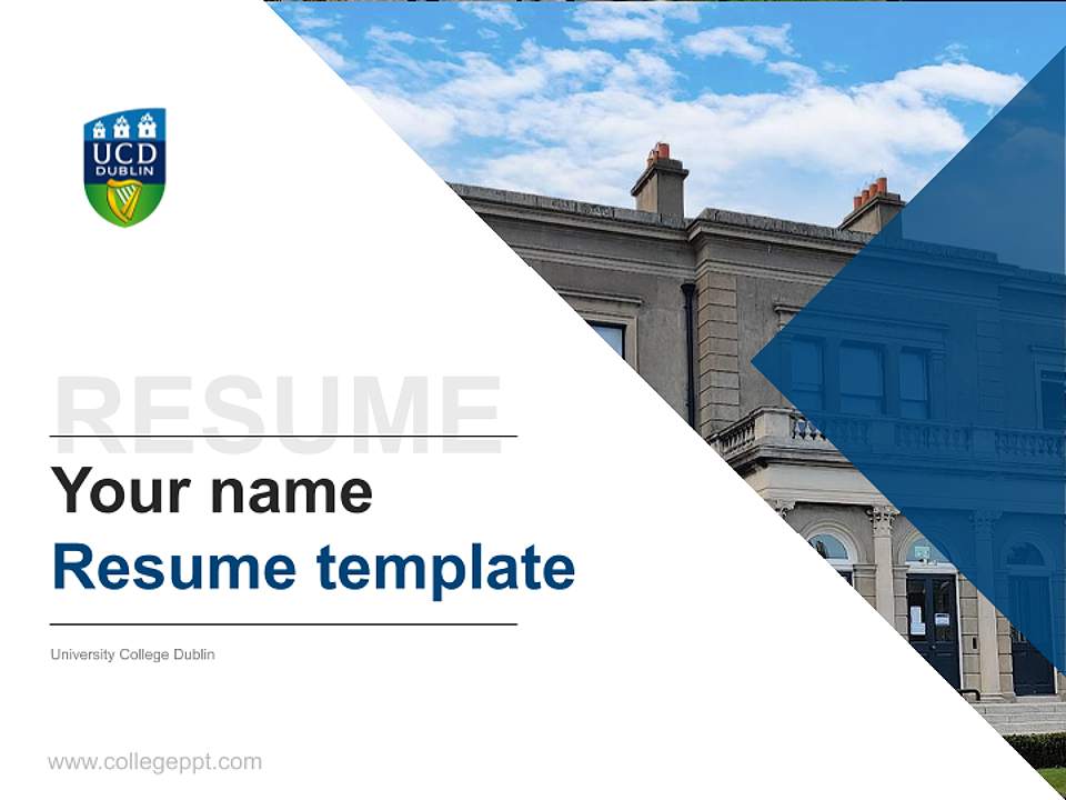 University College Dublin Resume PPT Template4:3 ratio PPT effect preview image5
